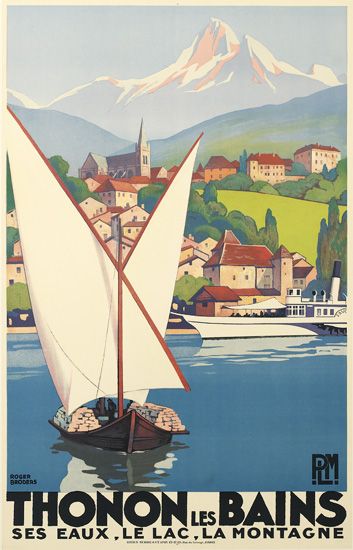 ROGER BRODERS (1883-1953). THONON LES BAINS. 1929. 39x24 inches, 100x63 cm. Lucien Serre, Paris.